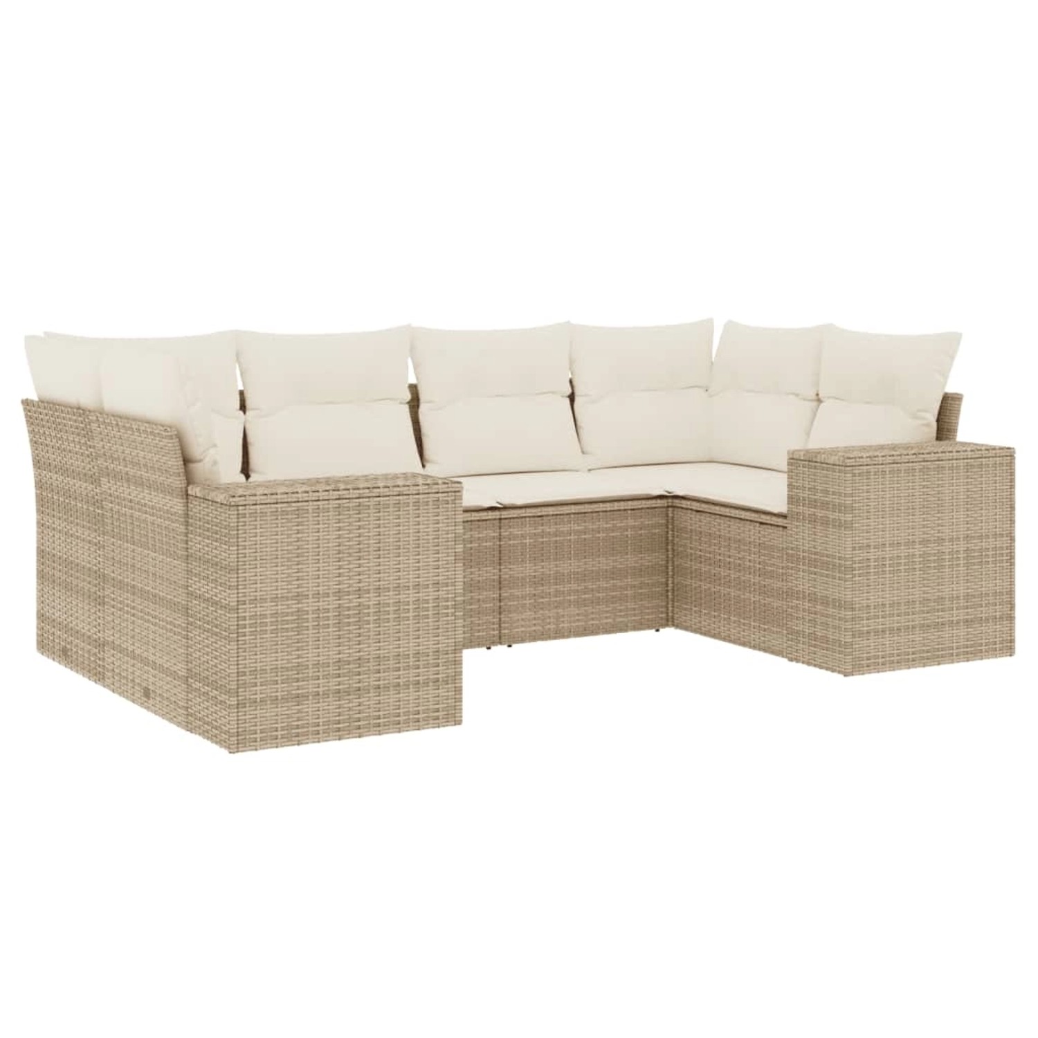 vidaXL 6-Tlg Garten-Sofagarnitur mit Kissen Beige Poly Rattan 3255315 günstig online kaufen