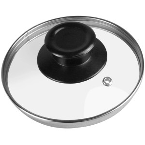 Deckel für Bratring 14/5, Glasdeckel Ø 15 cm mit schwarzem Griff, Grillzubehör.