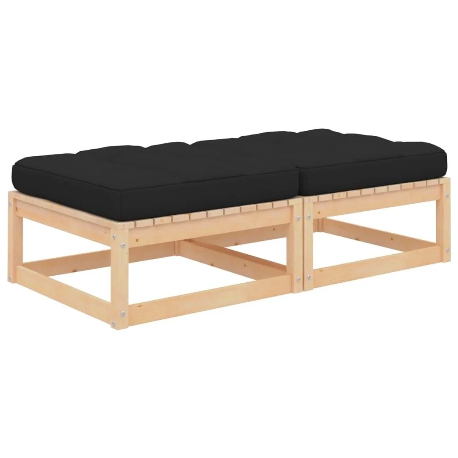 vidaXL Gartenhocker mit Kissen 2 Stk Massivholz Kiefer 807291