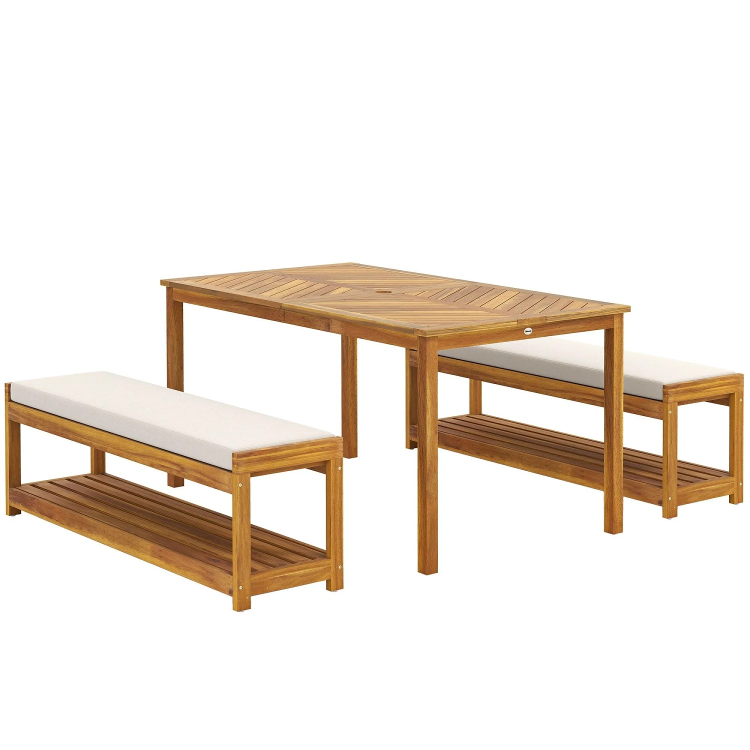 Outsunny Gartenmöbel-Set Akazienholz  Polyester 150L x 85B x 75H cm Teak