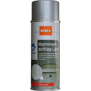 OBI Hammerschlag Lack Spray, Silber glänzend, 400ml Dose für Hammerschlag-Effekte.