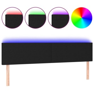 Schwarzes vidaXL LED Kopfteil 200cm aus Stoff für Betten, mit Farbwechsel.