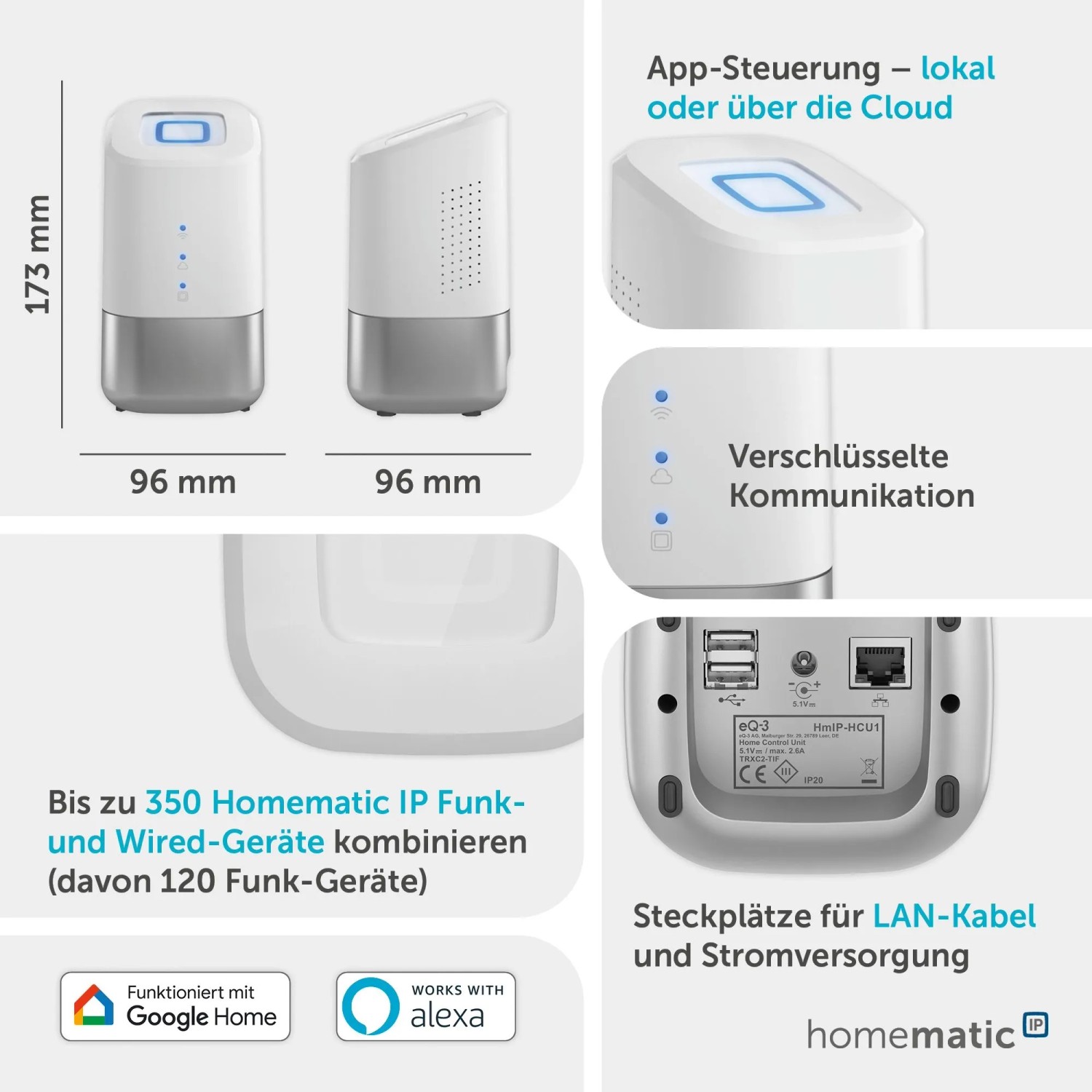 HmIP Home Control Unit: Smart Home Zentrale zur Steuerung per App oder Cloud.