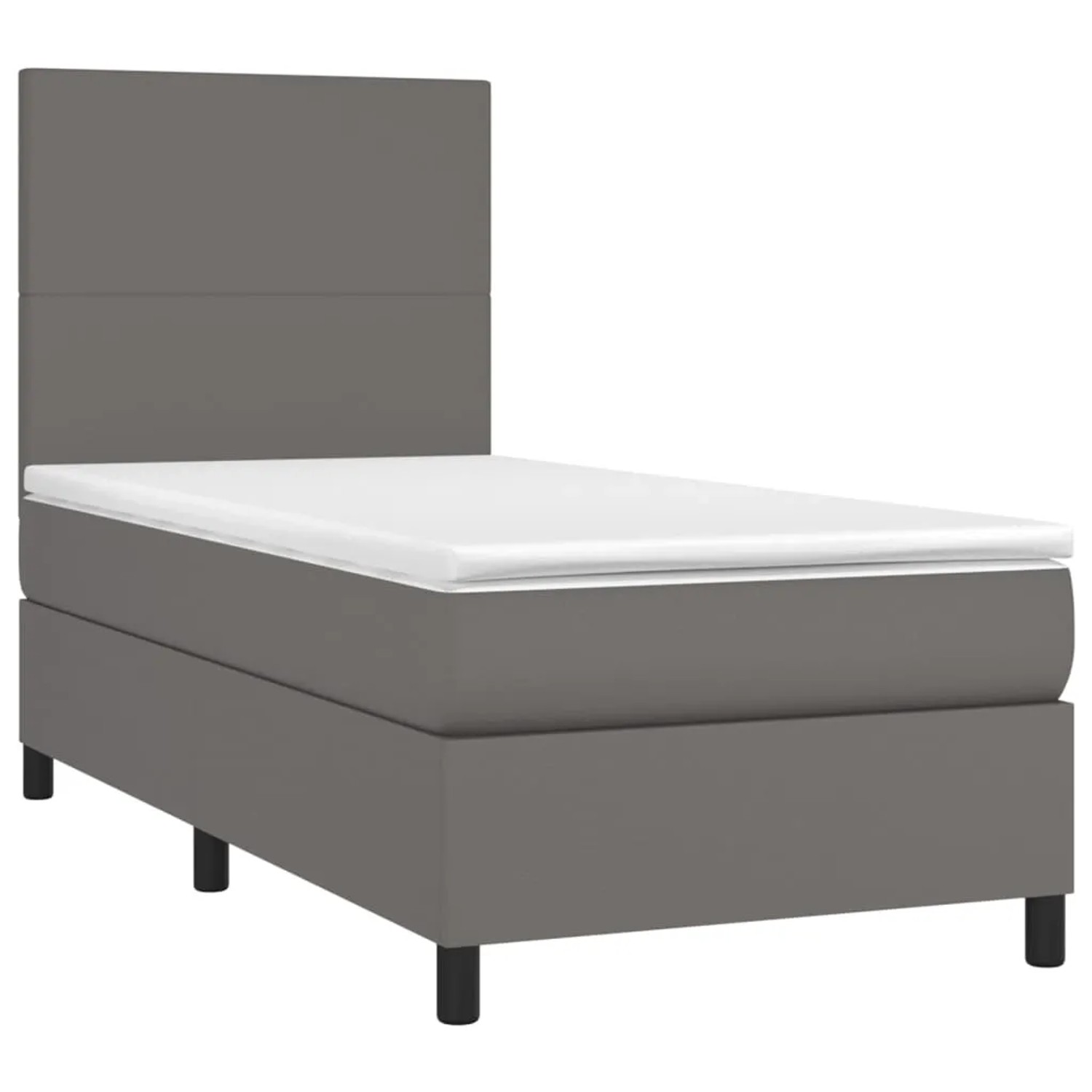 Graues vidaXL Boxspringbett 100x200 cm mit Kunstleder und Matratze.