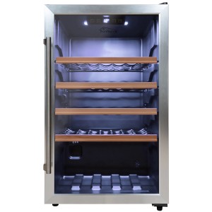 Tronitechnik Weinkühlschrank mit Edelstahl-Optik, 126 Liter für 63 Flaschen.