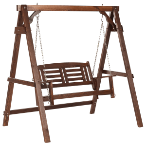 Beliani Gartenschaukel NERITO aus dunklem Holz, klassische Hollywoodschaukel für den Garten.