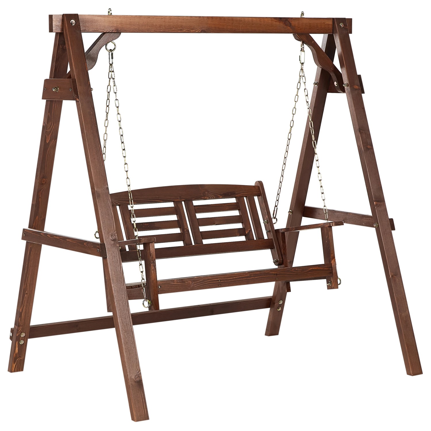 Beliani Gartenschaukel NERITO Dunkler Holzfarbton 117x159x169 günstig online kaufen