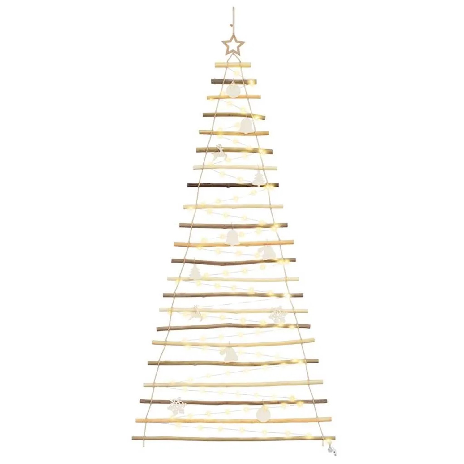 vidaXL Weihnachtsbaum mit 130 LEDs Natur 210 cm Massives Eschenholz 42020262