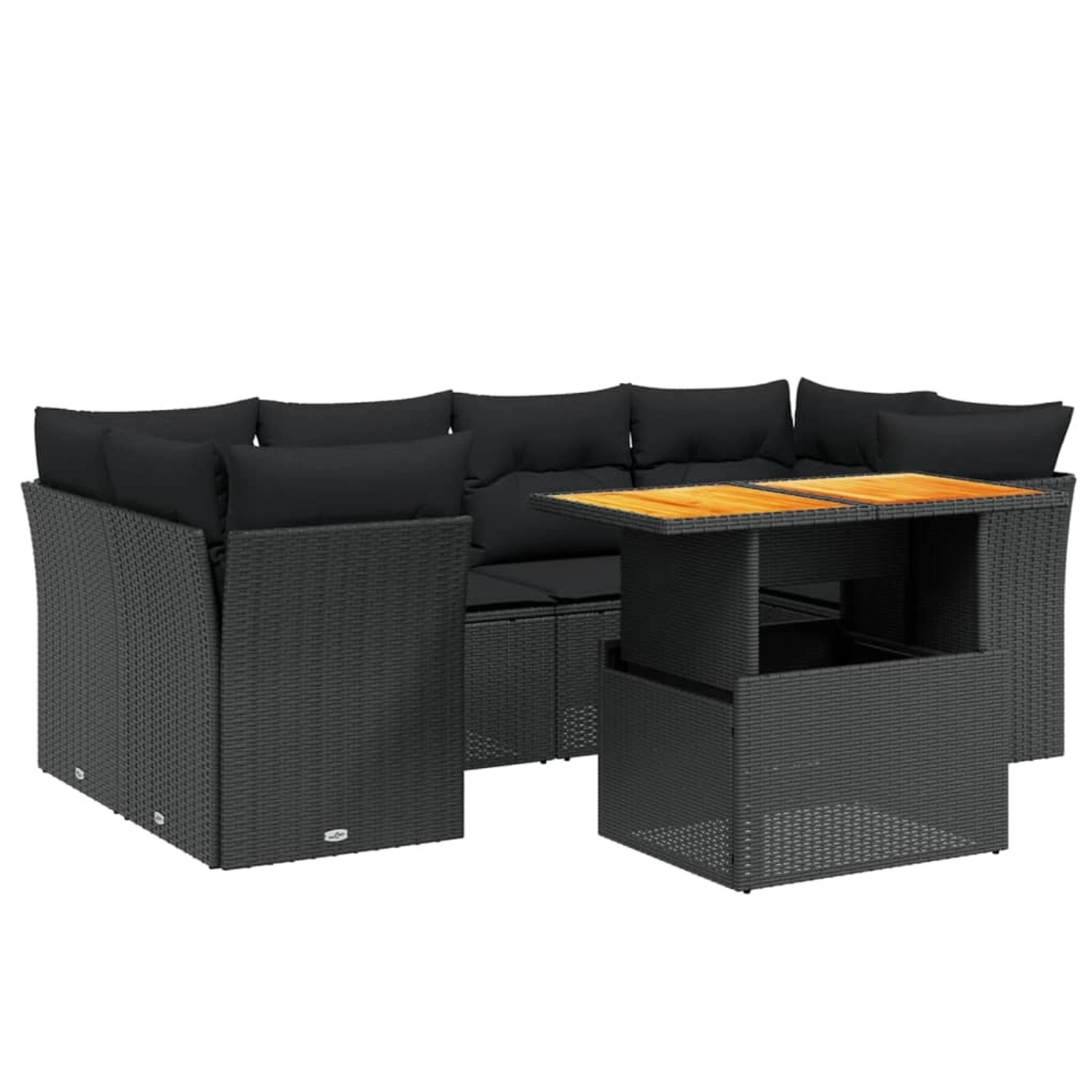 vidaXL 7-Tlg Garten-Sofagarnitur mit Kissen Schwarz Poly Rattan 3270684 günstig online kaufen