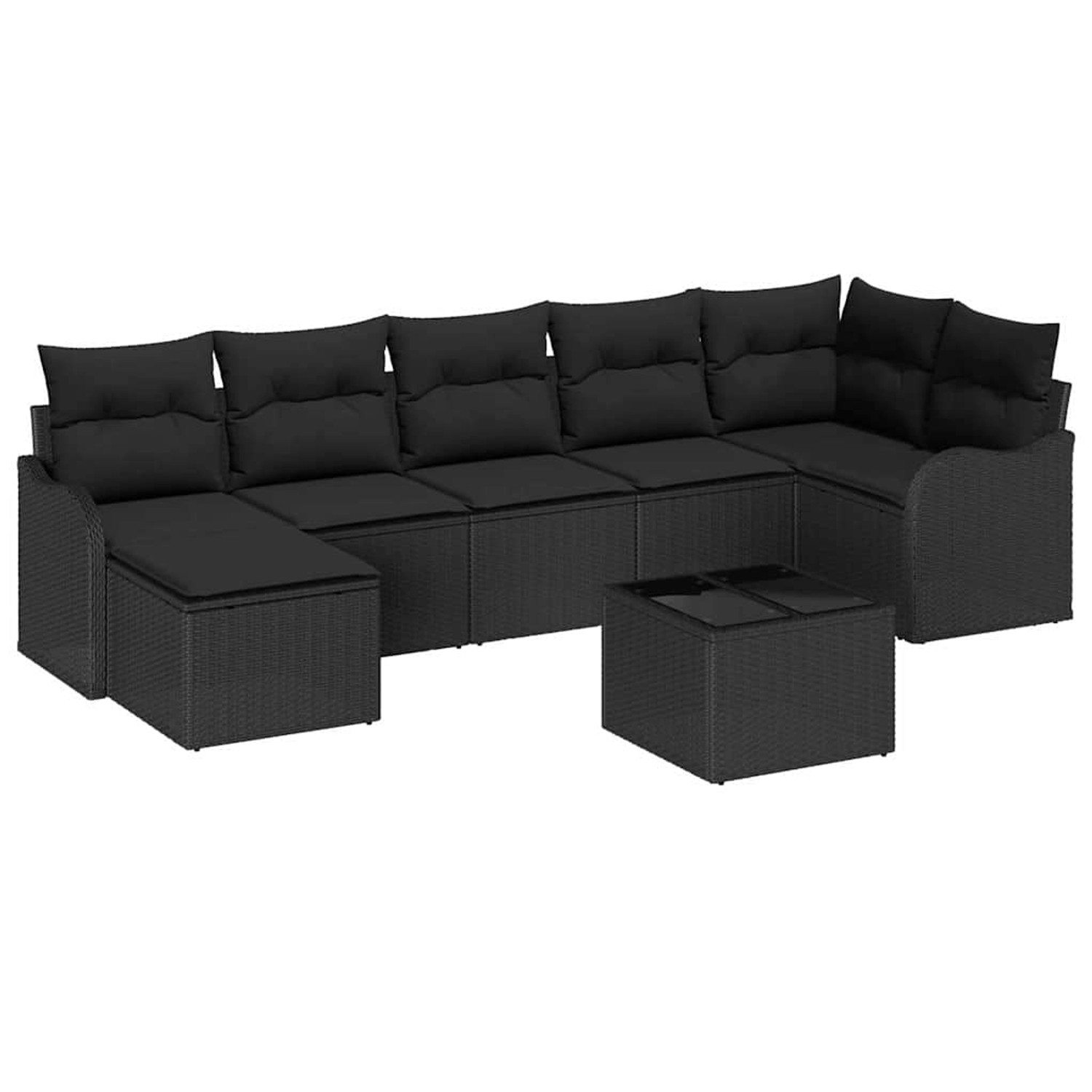 vidaXL Garten-Sofa-Set mit Kissen 8-Tlg Schwarz Poly Rattan 3345803 günstig online kaufen