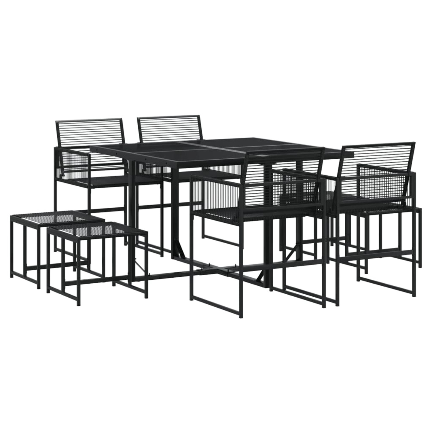 vidaXL 9-Tlg Garten-Essgruppe Schwarz Poly Rattan 3295043 günstig online kaufen