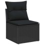 Schwarzer vidaXL Garten-Sessel aus Rattan mit Kissen, Teil einer Sofagarnitur.