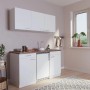 Respekta Economy Küchenzeile KB150WWC, 150 cm, Weiß Glänzend mit Glaskeramikkochfeld und Kühlschrank.