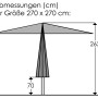 Skizze: Schneider Marktschirm 270x270 cm, Natur, Maße und Details.