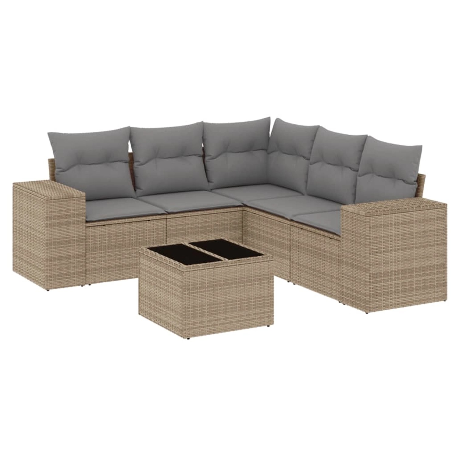 vidaXL 6-Tlg Garten-Sofagarnitur mit Kissen Beige Poly Rattan 3254896 günstig online kaufen