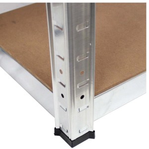 Detailaufnahme: TRUTZHOLM Schwerlastregal (2er Set) mit Metallrahmen, MDF-Boden und Kunststofffüßen.