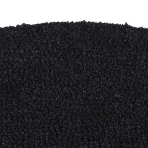 Schwarze, getuftete Kokosfaser Fußmatte. Detail der robusten Schmutzfang-Oberfläche.