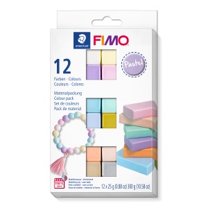 Staedtler Fimo Soft Pastell Set mit 12 Farben, ideal zum Modellieren und Basteln.