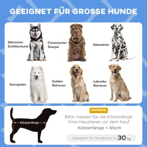 Infografik: Geeignete Hunderassen (z.B. Dalmatiner, Retriever) für das PawHut Hundebett.