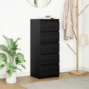 VidaXL Sideboard in Schwarz Eichen-Optik mit 5 Schubladen, 37,5x35x99 cm.