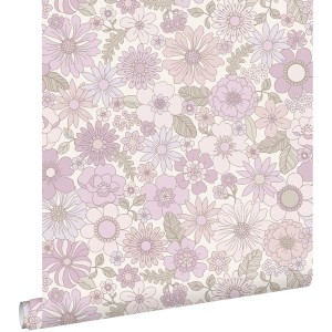 ESTAhome Tapete Retro Blumen Helllila 50 x 900 cm