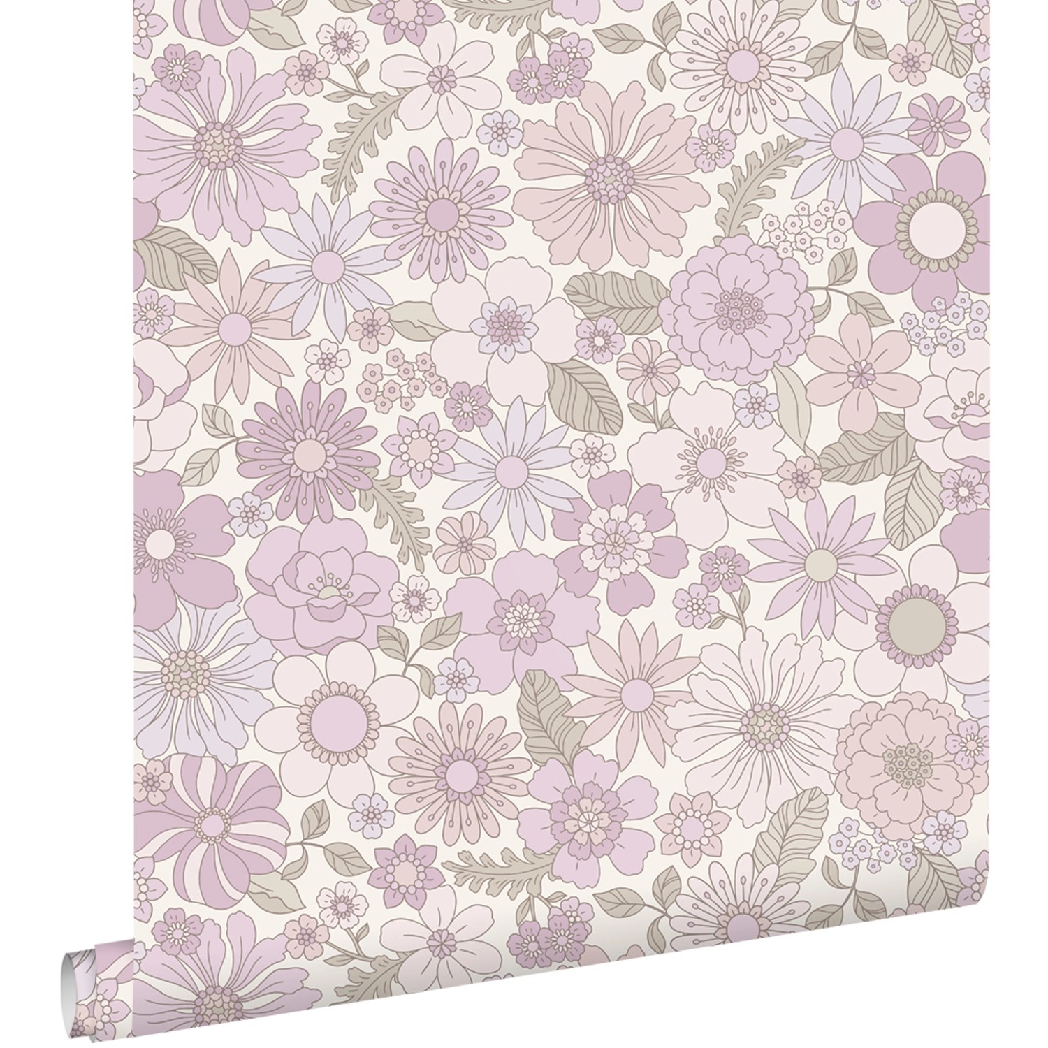 ESTAhome Tapete Retro Blumen Helllila 50 x 900 cm günstig online kaufen