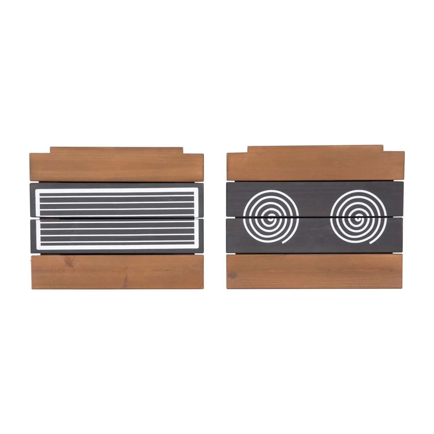 roba Sandkasten Matschküche: Zwei teakfarbene Holzplatten mit Grill- und Kochfeldern. Ideal für Kinder.