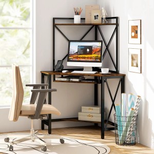 Costway Schreibtisch mit Ladestation 80 x 80 x 145 cm Vintage