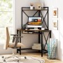 Costway Schreibtisch mit Ladestation 80 x 80 x 145 cm Vintage_2