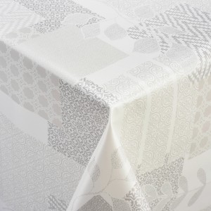 Venilia Tischdecke Potpourri, 140 cm, Meterware, mit Muster in Grau- und Weißtönen.
