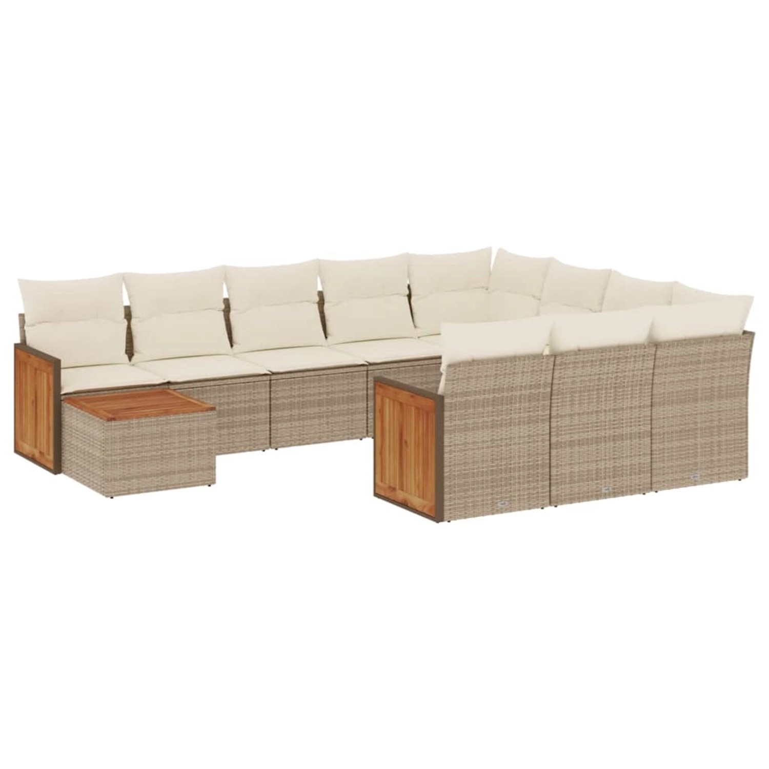 vidaXL 11-Tlg Garten-Sofagarnitur mit Kissen Beige Poly Rattan 3228046