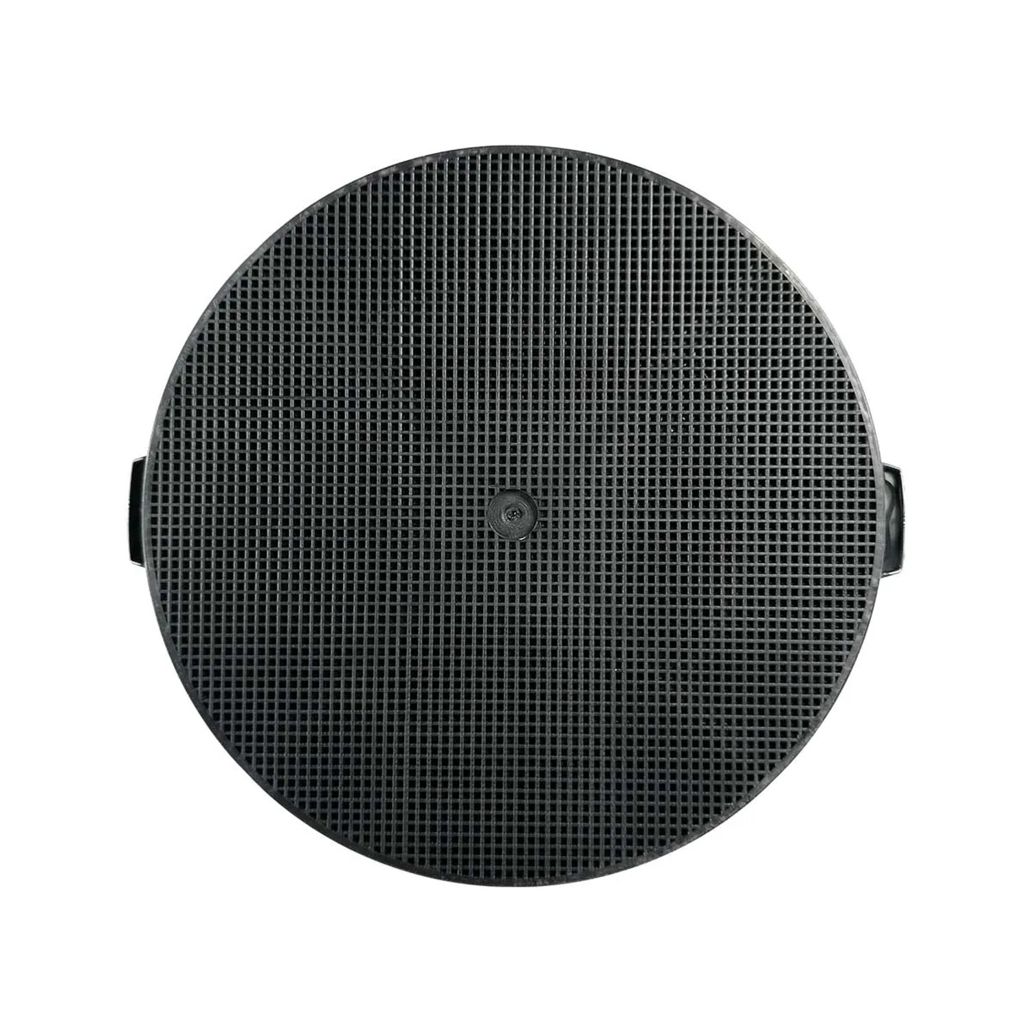 AIR2GO Aktivkohlefilter für Brandt Dunstabzugshaube, runder Filter in Schwarz.