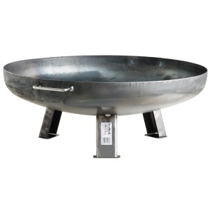 Buschbeck Feuerschale, Ø 80 cm, eisengrau, aus Eisen mit drei Standfüßen und zwei Griffen.
