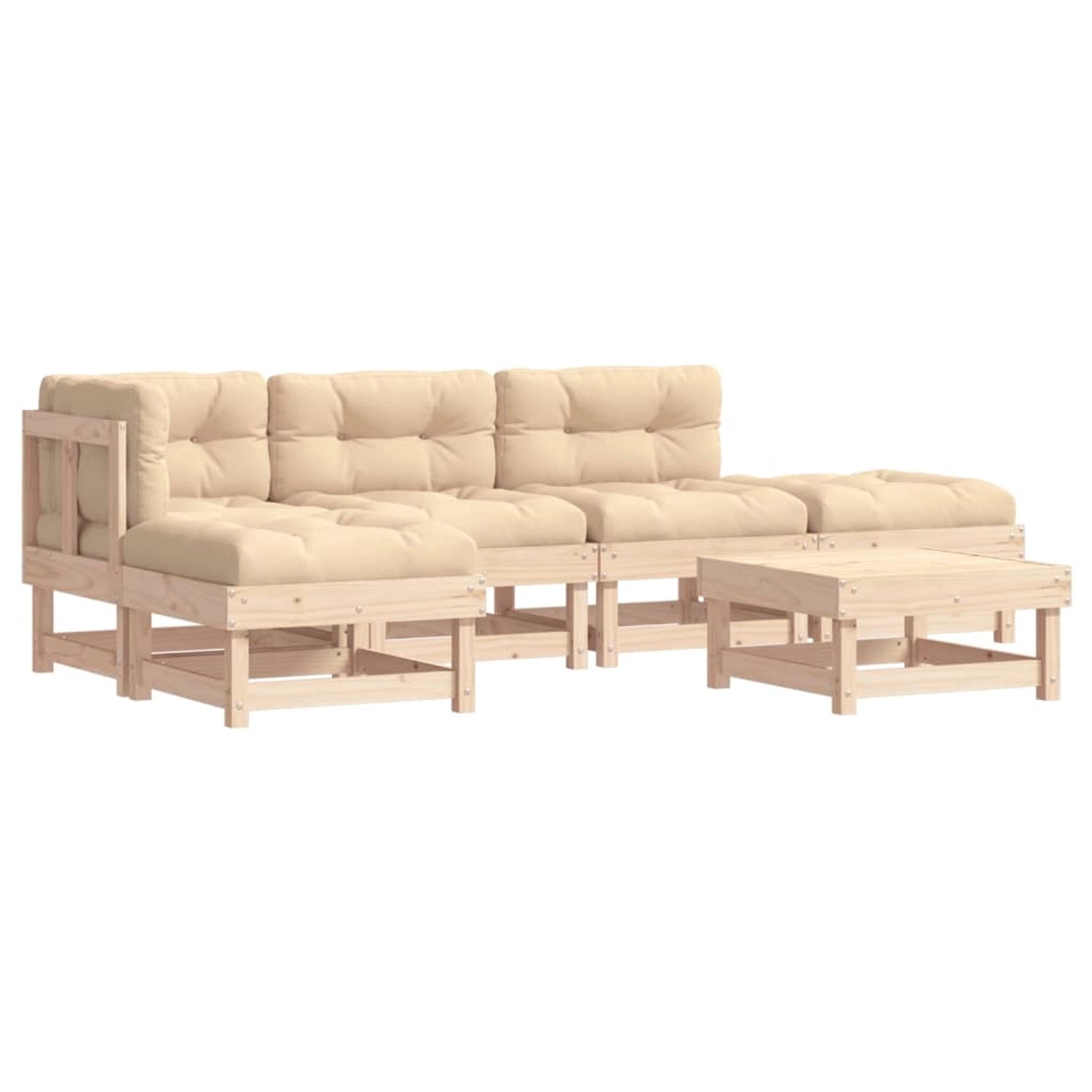 vidaXL 6-Tlg Garten-Lounge-Set mit Kissen Massivholz 3185892