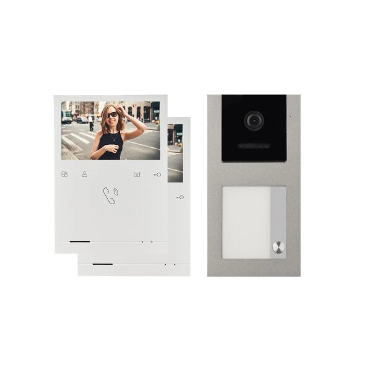 Balter Evo Quick Aufputz Video Türsprechanlage für 1 Familienhaus mit 2x 4,3 Zoll Monitor 2-Draht Bus Grau