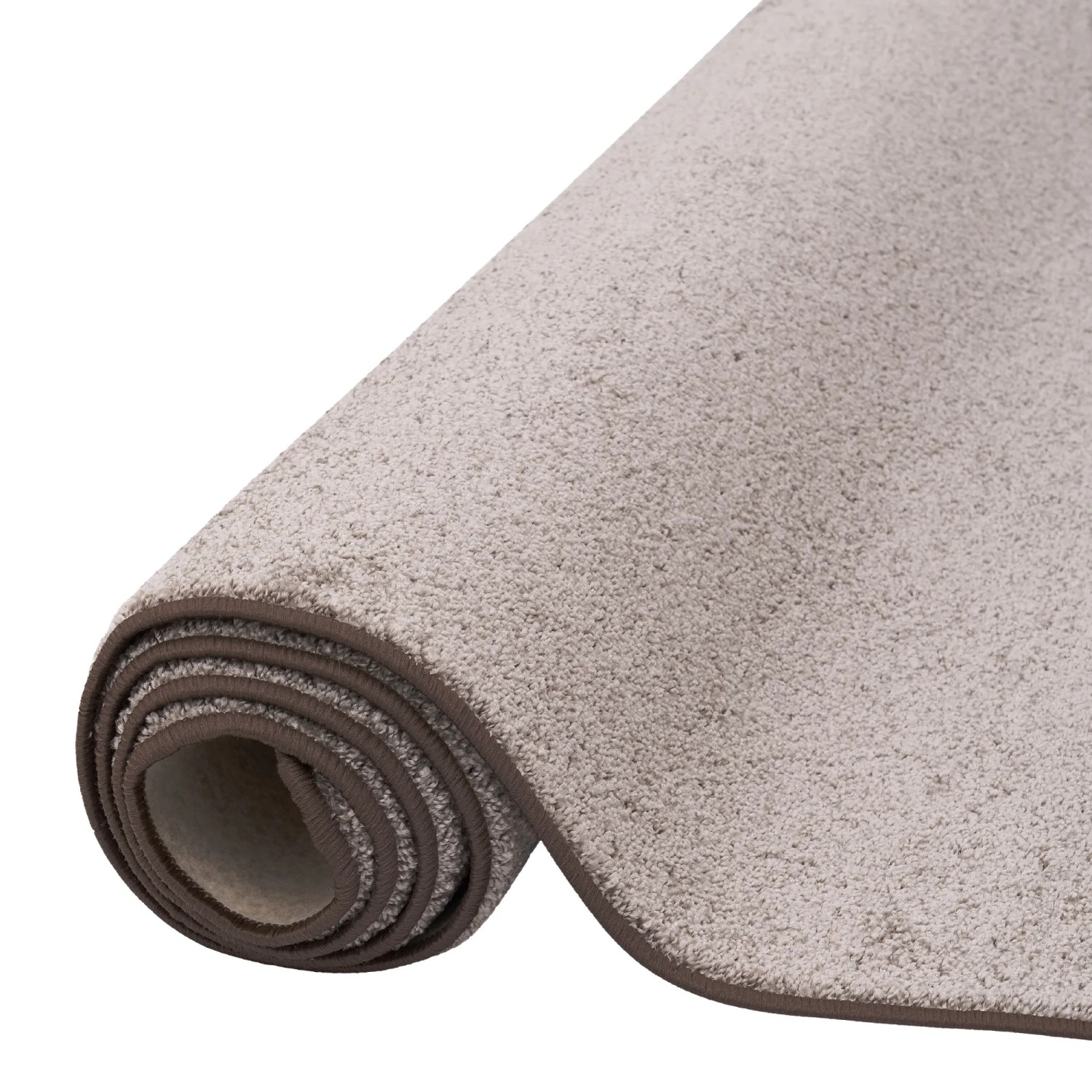 Gerollter, taupefarbener Snapstyle Hochflor Teppichläufer Cottage, 100x400 cm.