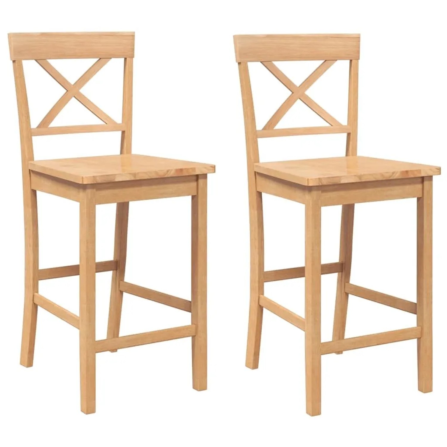 vidaXL Barhocker 2 Stk Natur Massivholz Gummibaum 4102550