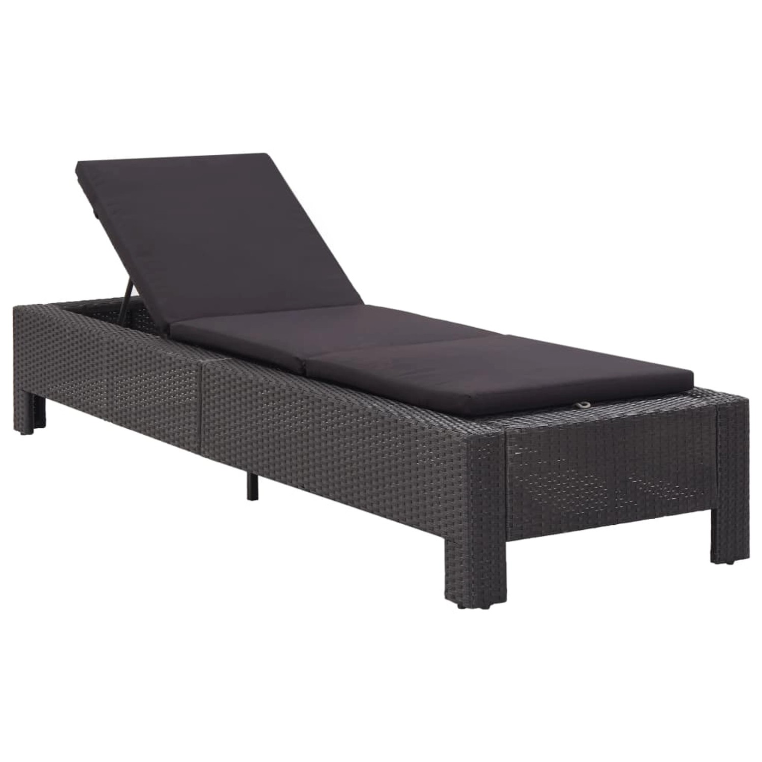 furnicato Sonnenliege mit Auflage Schwarz Poly Rattan