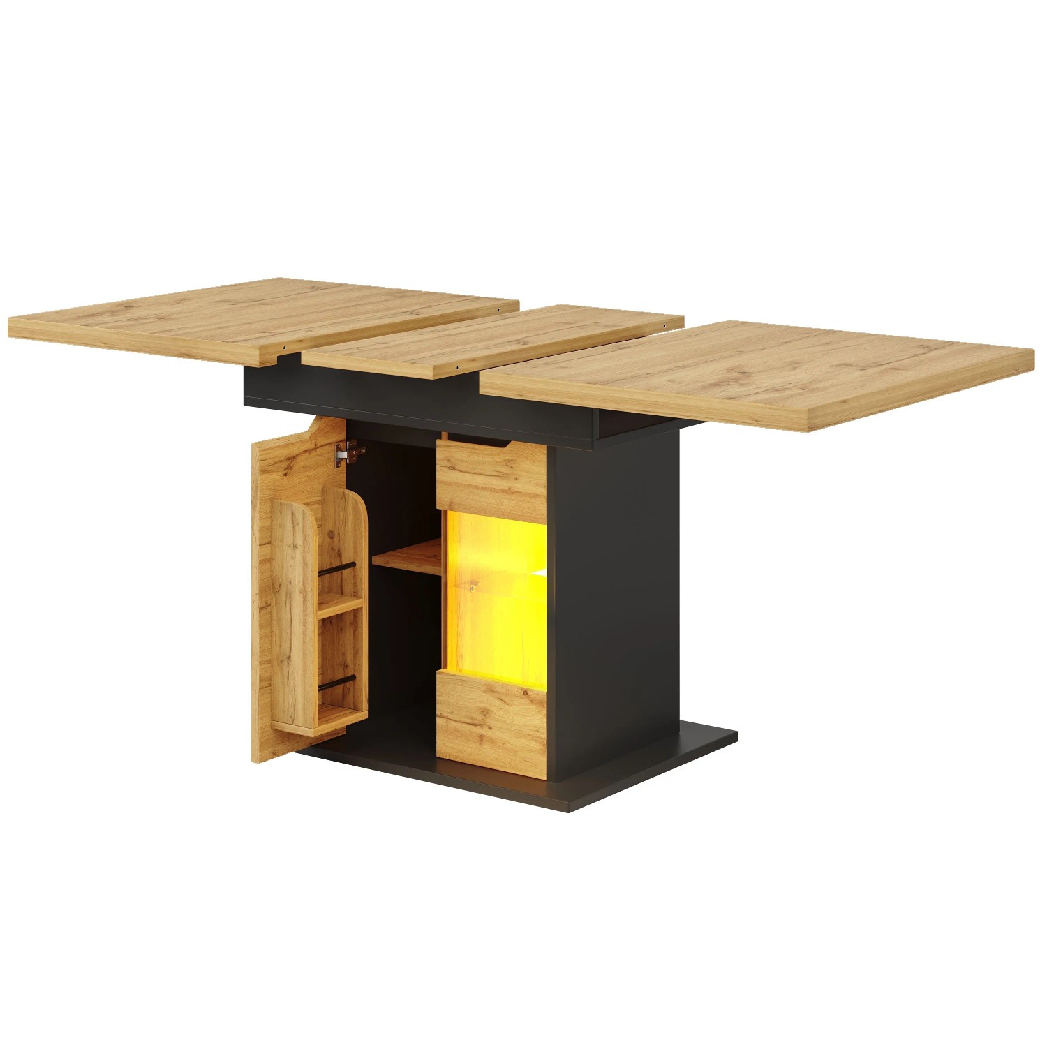 Merax Esstisch 110x140x80 cm LED Snackablage Ausziehbar 4 bis 6 Personen