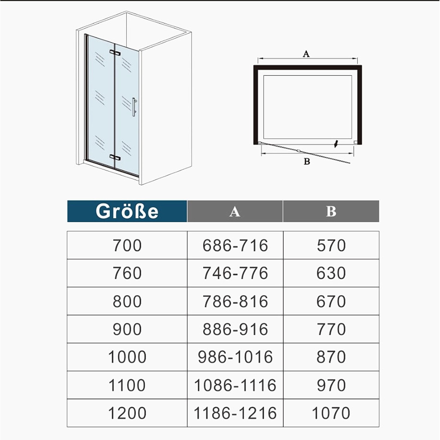 Duschparadies Duschtür Nischentür Falttür 100x185cm,Schwarz,6mm Nano Glas Dusche_10