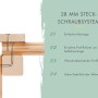 Detailaufnahme Steck-Schraubsystem (28 mm) für Karibu Holz-Gartenhaus: einfache Montage, hohe Stabilität.