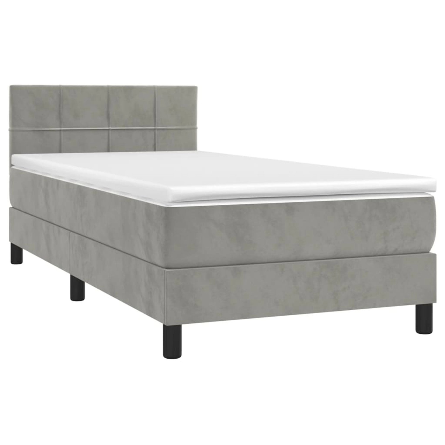 vidaXL Boxspringbett mit Matratze & LED Hellgrau 80x200 cm Samt 3134369 günstig online kaufen