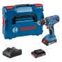 Blauer Bosch Professional Akku-Bohrschrauber GSR 18V-21 Set mit 2 Akkus, Ladegerät und L-Case.