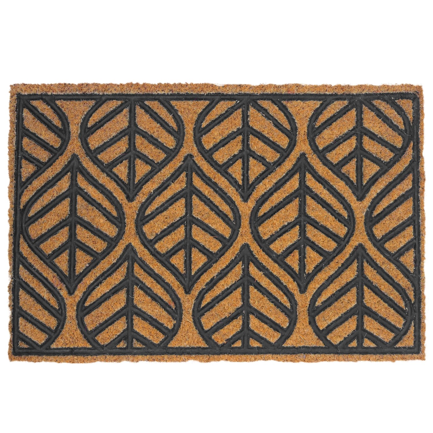 Relaxdays Fußmatte Kokosfaser Gummi Natur Schwarz Rutschfest Wetterfest für Innen und Außen 1,5 cm x 60 cm x 40 cm 1,9 kg