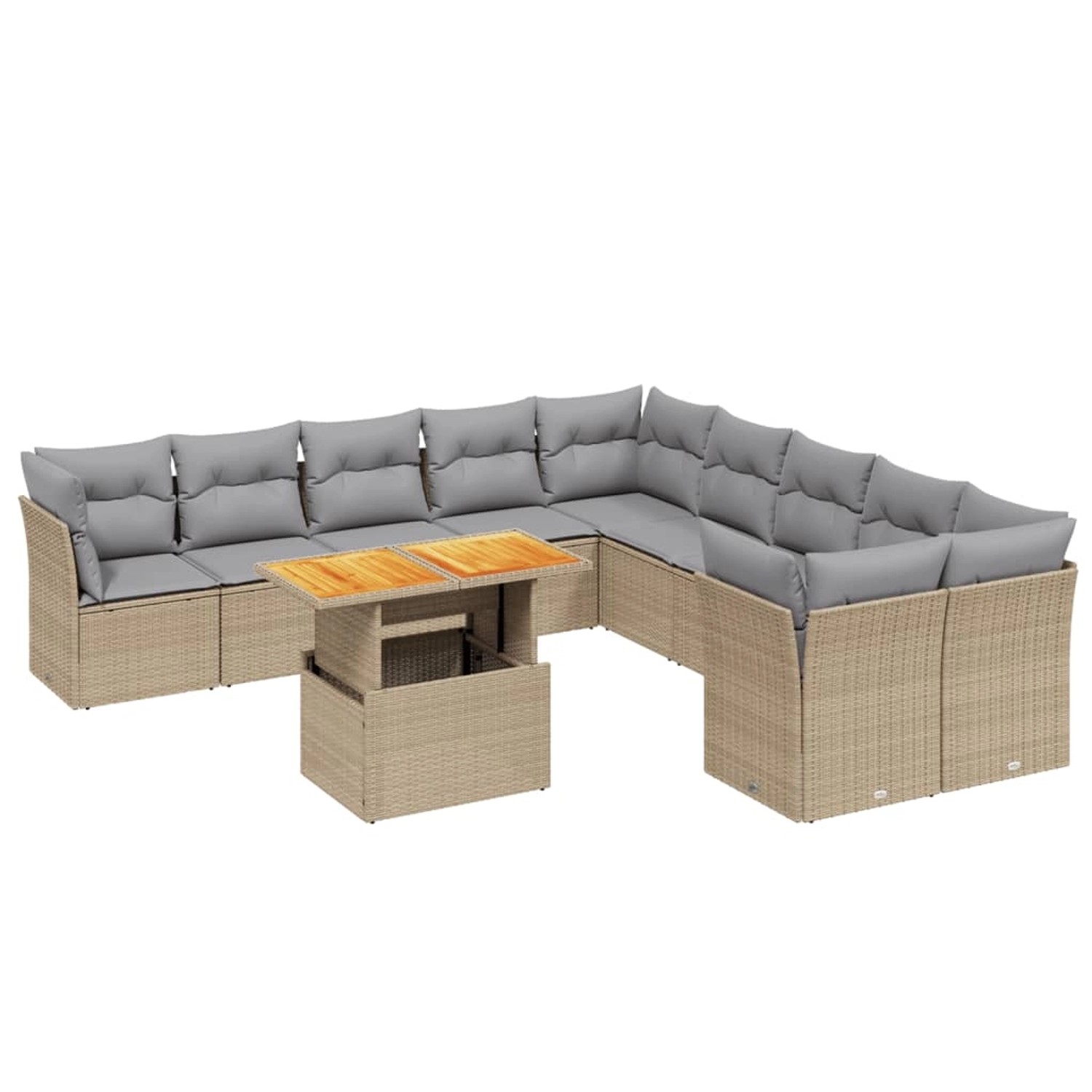 vidaXL 11-tlg Garten-Sofagarnitur mit Kissen Beige Poly Rattan Modell 162 günstig online kaufen