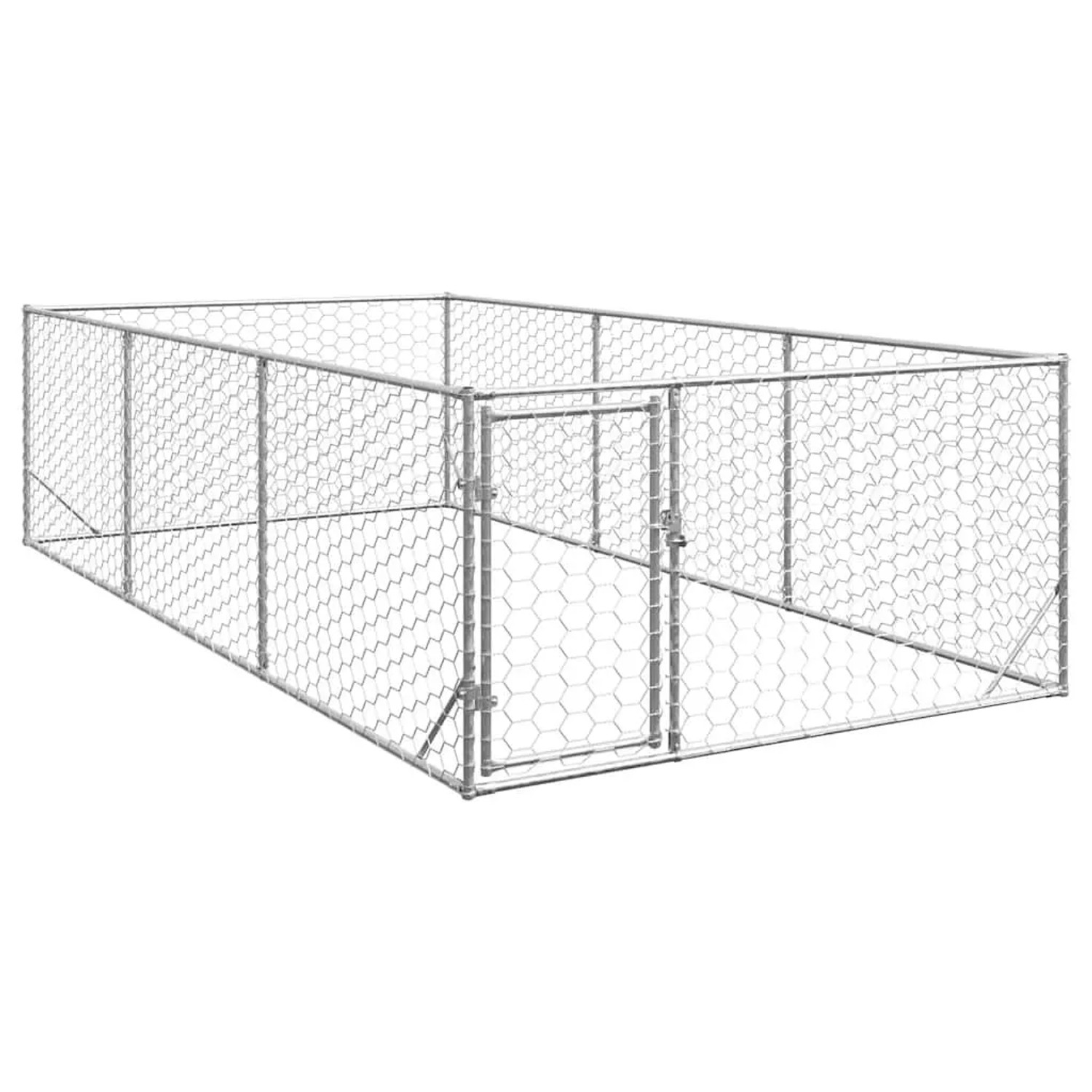 vidaXL Outdoor-Hundezwinger mit Tür 2x4x1 m Verzinkter Stahl 4105412