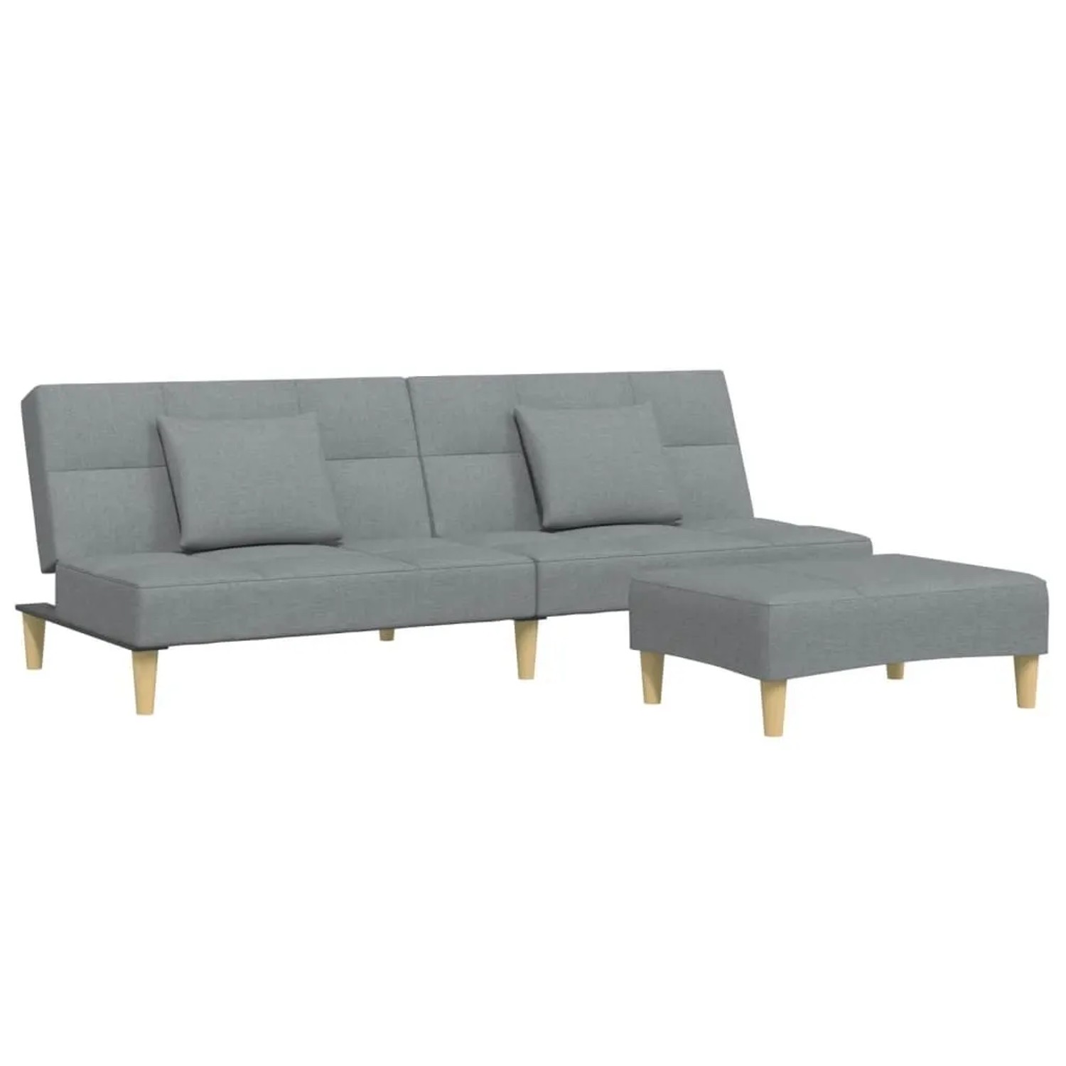 vidaXL Schlafsofa 2-Sitzer mit Fußhocker Hellgrau Stoff 3258103 günstig online kaufen