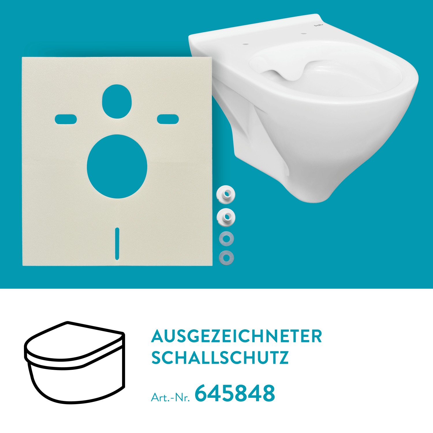 baliv Wand WC-Set Mansfield, Tiefspüler, spülrandlos, weiß mit Schallschutz