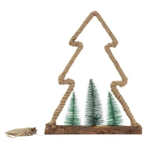 LED Jute Baum mit Timer, 45cm hoch. Weihnachtsdeko mit warmweißen Lichtern und Jutesack für Batterien.