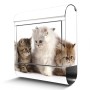 Edelstahl Briefkasten mit Katzen Motiv und Zeitungsfach, rostfrei, 38x43x12.5cm.